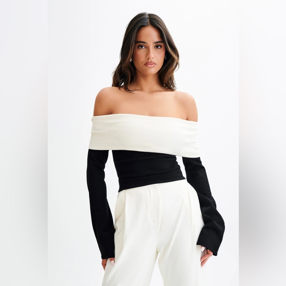 MESHKI - Yoko Overlay Knit Top - Black/White